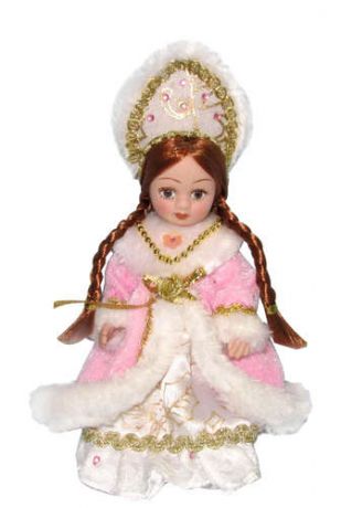 Сувенир, АКМ, Кукла фарфоровая в светло-розовой шубке 6,5 H-8213F