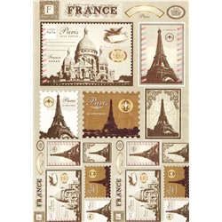 Набор для творчества Рисовая карта для декупажа Почтовые марки, Франция 21*29см