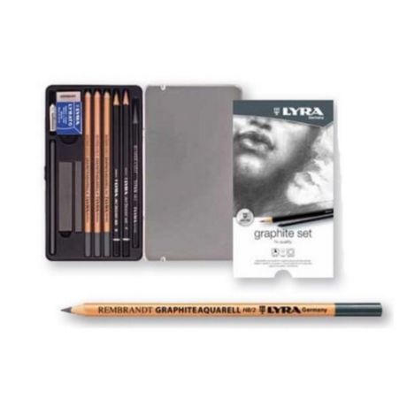 Набор д/творчества LYRA/Лира GRAPHITE SET Карандаши художественные+ластик+пастель 11 предм. в метал.короб. L2041111