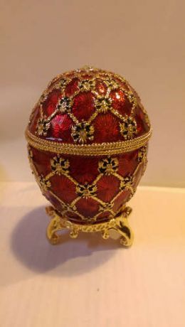 Сувенир, Акм, Faberge, Шкатулка Яйцо "Карета" , большое, красное