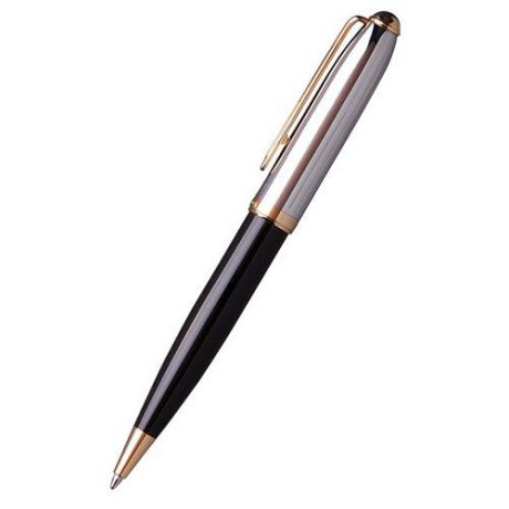 Ручка, подарочная, Manzoni/Манзони, Genova, шариковая, металл, черная, хромирование, золото