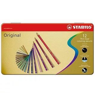 Цветные карандаши, 12цветов, Stabilo/Стабило Original в металлическом футляре