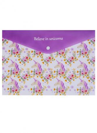 Папка-конверт А4 на кнопке Believe in unicorns