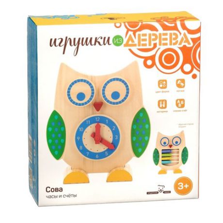 Игрушка развивающая, Сова часы и счеты, артикул Д391