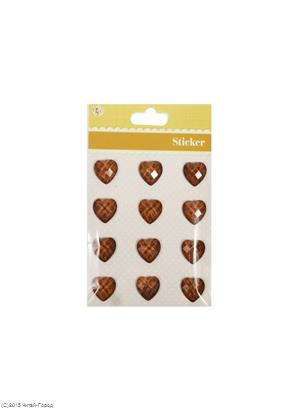 Стикеры имитация дерева на картонке Сердца (11034704) (2см) (12шт) (подвес) (упаковка)
