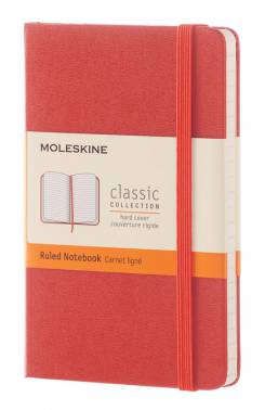 Moleskine/Молескин Тетрадь, 192стр (9*14см) линейка CLASSIC POCKET оранжевая, твердая обложка с резинкой