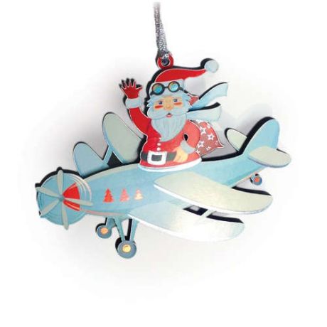 Сувенир, Елочная игрушка-магнит Дед Мороз на самолете