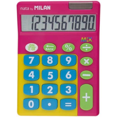 Калькулятор, Milan/Милан, настольный 10 разрядов, двойное питание, 145*106*21мм, розовый микс, в блистере