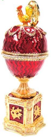 Сувенир АКМ Faberge Яйцо пасхальное Шантеклер (встроенный петух) 8см цв.красный