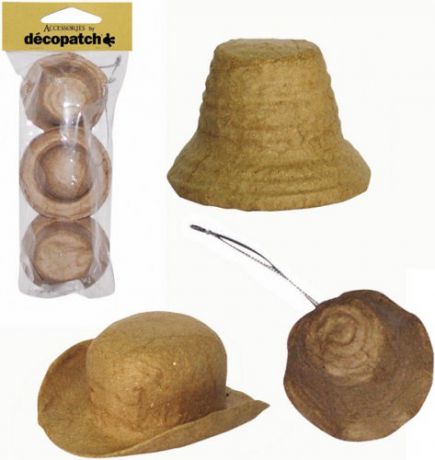 Набор д/творчества Decopatch Фигурка из папье-маше объемная шляпки 7*45/7*39 см*3шт AC353