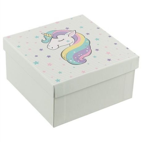 Коробка подарочная Rainbow unicorn 15*15*8, картон, прямоугольник