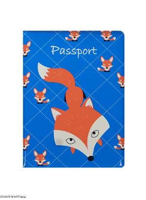 Обложка для паспорта Лиса на синем фоне