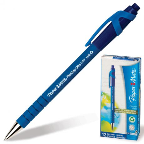 Ручка, шариковая, Paper Mate/Пэйпер Мэйт, Flexgrip Ultra, 0.8мм, синяя
