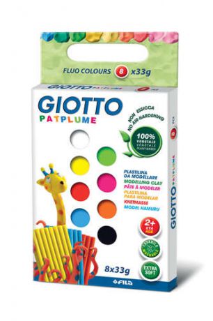 Пластилин 8цв 33гр GIOTTO/Джиотто PATPLUME флуорисцентные цвета