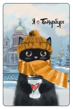 Чехол для карточек СПб Котик в шарфе и шапке (ДГ2018-181)