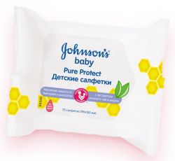 Джонсонс беби салфетки влажные Pure Protect 25шт
