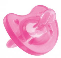 Чикко Пустышка Physio Soft, 1шт., 0мес.+, силикон, розовая