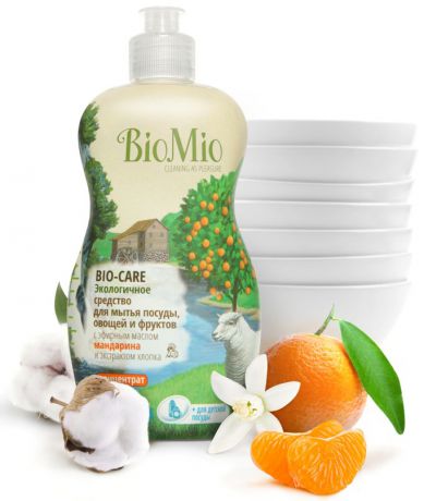 Средства для мытья посуды BIO MIO Средство для мытья посуды, овощей и фруктов с эфирным маслом, 450 мл