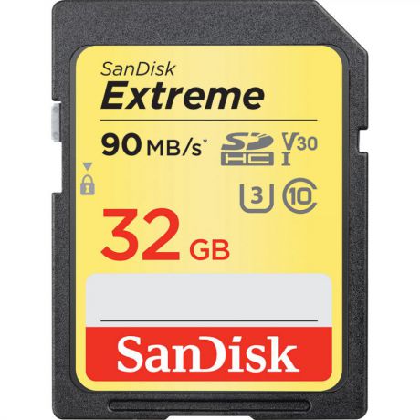Карта памяти SanDisk SDHC 32Gb Extreme Class 10 UHS-I U3 V30 (90/40 MB/s)
