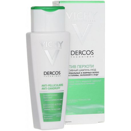 Шампунь для волос Vichy Dercos Anti-dandruff, 200 мл, от перхоти для жирных волос