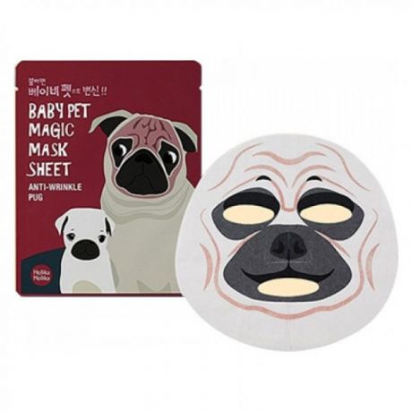 Маска-салфетка для лица Holika Holika Baby Pet Magic Mask Sheet Anty-wrinkle Pug, 22 мл, от морщин