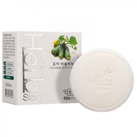 Мыло для умывания Korea beauty soap cucumber our herb story с огурцом, 100 г