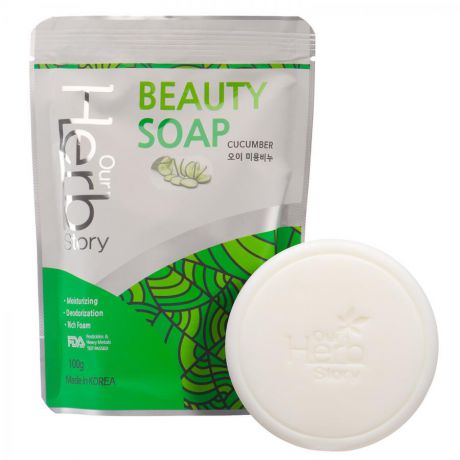 Мыло-пенка для умывания Korea beauty soap cucumber our herb story с огурцом, 100 г