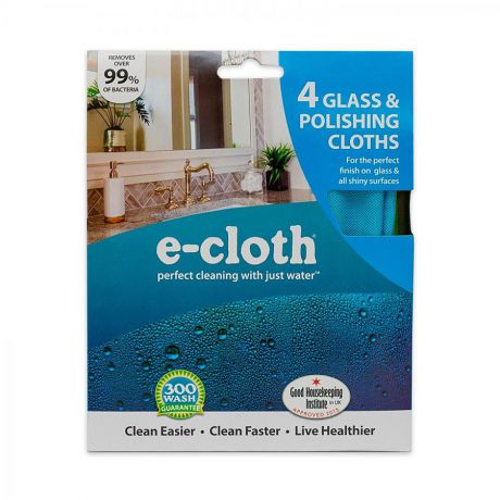 Набор cалфеток для полировки и очистки стекла e-cloth, 4шт 40х50см