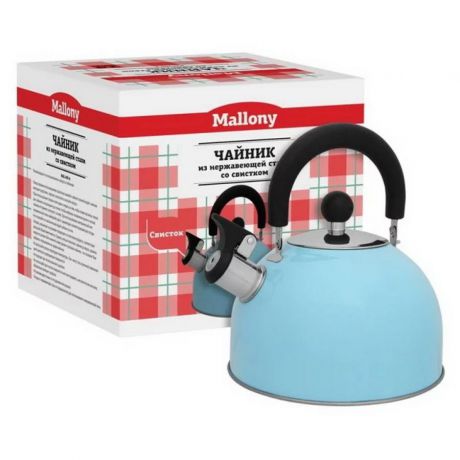 Чайник Mallony MAL-039-A 2,5л, нерж. сталь, со свистком, голубой