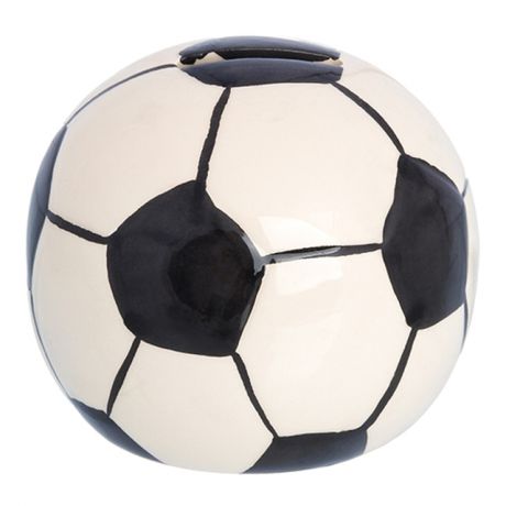 копилка Футбольный мяч 9,8см черно-белая керамика