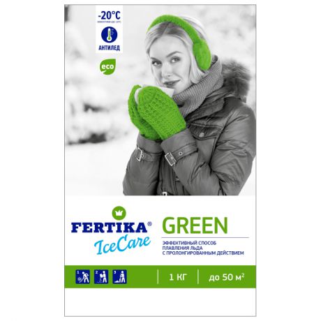 реагент противогололедный Fertika IceCare Green 1кг
