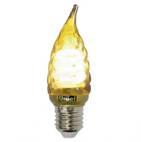 Лампа энергосберегающая Uniel, E27, 12W, свеча на ветру, золото