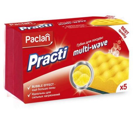 Набор губок для посуды Paclan, Practi, Multi-Wave, 5 шт