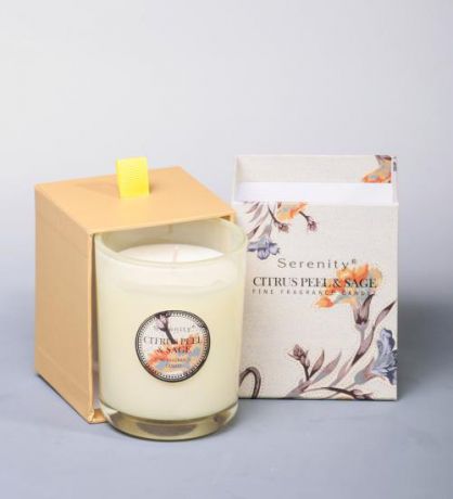 Свеча ароматическая Serenity, Цитрус и шалфей, подарочная упаковка
