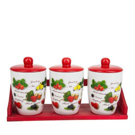 Набор банок для сыпучих продуктов Polystar Collection, Садовая ягода, 0,6 л, 4 предмета