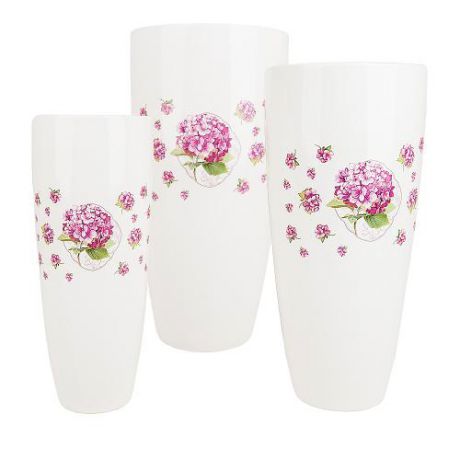 Набор декоративных ваз Nouvelle, Розовая гортензия, 3 предмета