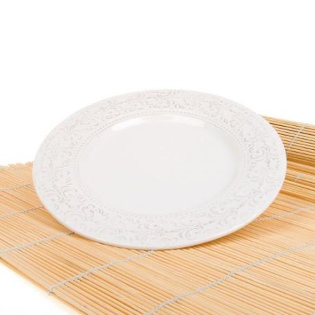 Тарелка обеденная ENS, Белый узор, 25,5 см