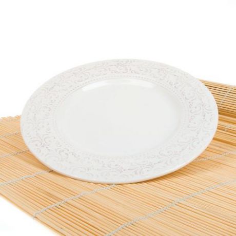 Тарелка обеденная ENS, Белый узор, 25 см