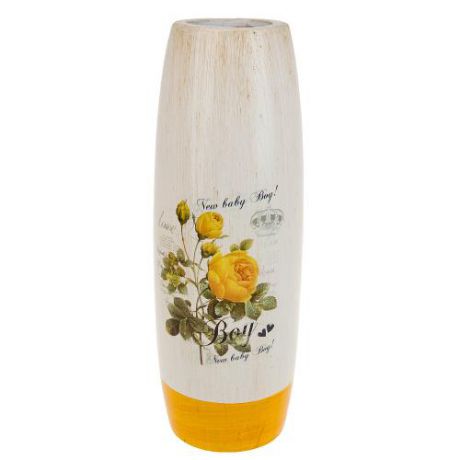 Ваза декоративная ArtHouse, Куст розы, 13*13*40 см, желтый