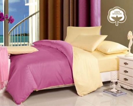 Комплект постельного белья двуспальный-евро tango, розовый/бежевый
