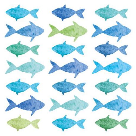 Салфетки одноразовые ppd, Aquarell Fishes, 20 шт, 25*25 см