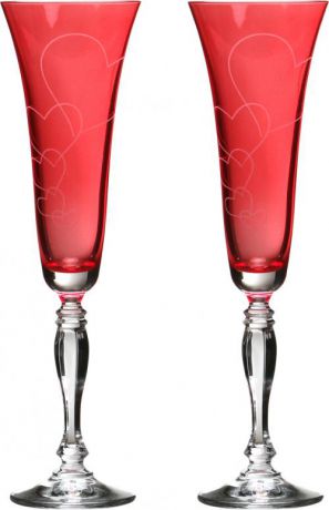 Набор фужеров для шампанского Bohemia Crystal, Love, 2 предмета, красный