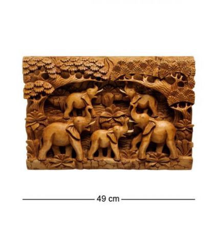 Настенное панно Decor and Gift, Пять слонов - символ мудрости, 49 см, суар, о.Бали