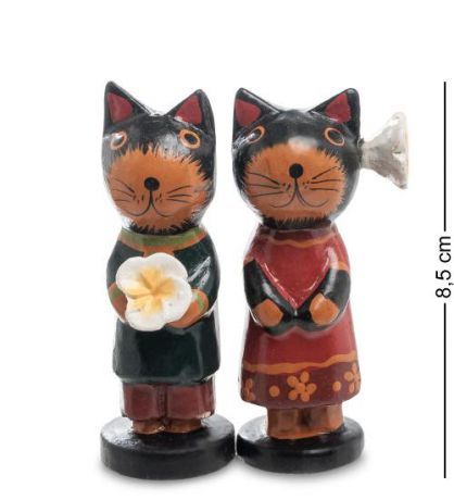 Статуэтка Decor and Gift, mini кот и кошка с цветком, 8,5 см, 2 шт
