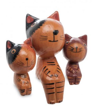 Статуэтка Decor and Gift, mini кошка с котятами, 10 см, 3 шт