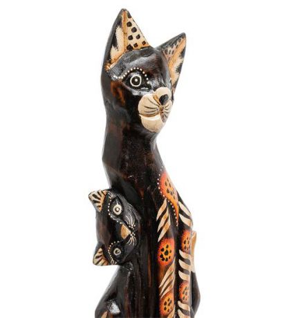 Статуэтка Decor and Gift, Кошка с котенком, 30 см, албезия, о.Бали