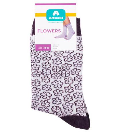 Носки женские ARTSOCKS, Flowers ASW-0001, 1 пара, фиолетовый