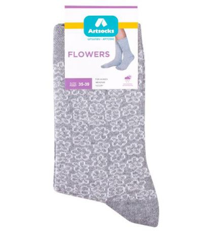 Носки женские ARTSOCKS, Flowers ASW-0001, 1 пара, серый