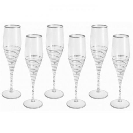 Набор фужеров для шампанского SAME decorazione, Спираль, 6 предметов, серебро