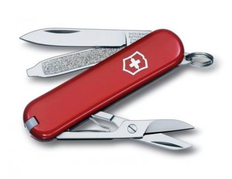 Нож-брелок VICTORINOX, Classic, SD, 5,8 см, 7 функций, красный